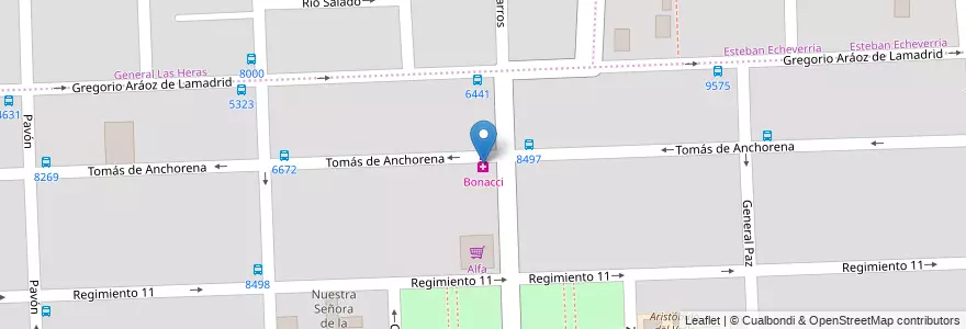 Mapa de ubicacion de Bonacci en アルゼンチン, サンタフェ州, Departamento Rosario, Municipio De Rosario, ロサリオ.