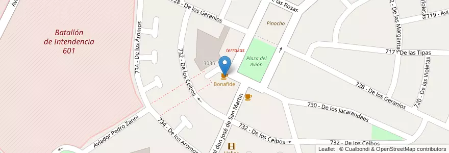 Mapa de ubicacion de Bonafide en アルゼンチン, ブエノスアイレス州, Partido De Tres De Febrero, Ciudad Jardín Lomas Del Palomar.