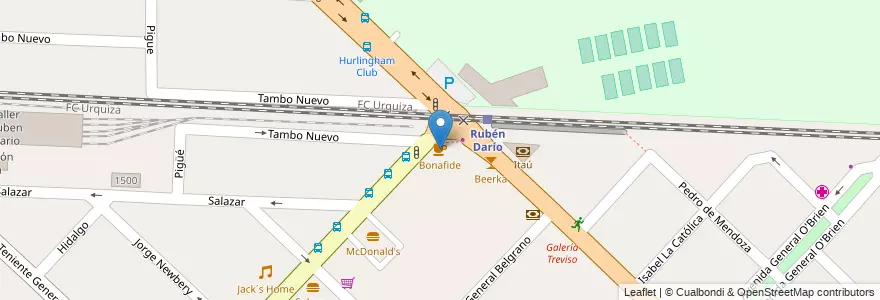 Mapa de ubicacion de Bonafide en Argentinië, Buenos Aires, Partido De Hurlingham, Hurlingham.