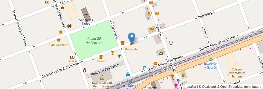 Mapa de ubicacion de Bonafide en 아르헨티나, 부에노스아이레스주, Partido De Ituzaingó, Ituzaingó.