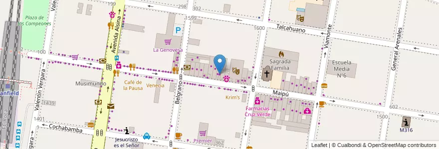 Mapa de ubicacion de Bonafide en Argentine, Province De Buenos Aires, Partido De Lomas De Zamora, Banfield.