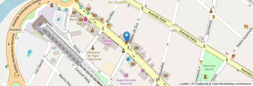 Mapa de ubicacion de Bonafide en الأرجنتين, بوينس آيرس, Partido De Tigre, Tigre.