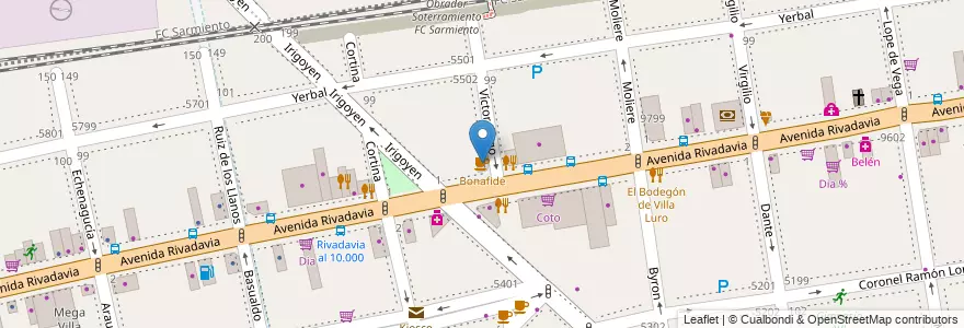 Mapa de ubicacion de Bonafide, Villa Luro en アルゼンチン, Ciudad Autónoma De Buenos Aires, Comuna 9, ブエノスアイレス, Comuna 10.