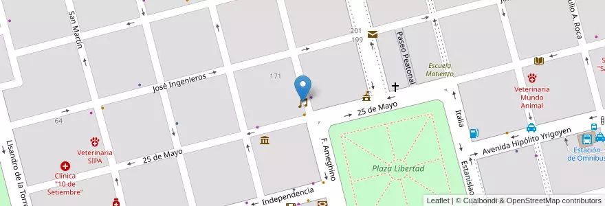 Mapa de ubicacion de Bonampacks Megadisco en Argentinien, Santa Fe, Departamento Castellanos, Municipio De Sunchales.