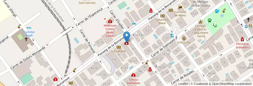 Mapa de ubicacion de Bonanova Institut Mèdic en Spagna, Catalunya, Barcelona, Barcelonès, Barcelona.