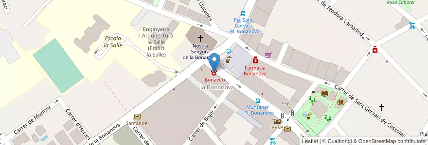 Mapa de ubicacion de Bonavet en Espanha, Catalunha, Barcelona, Barcelonès, Barcelona.