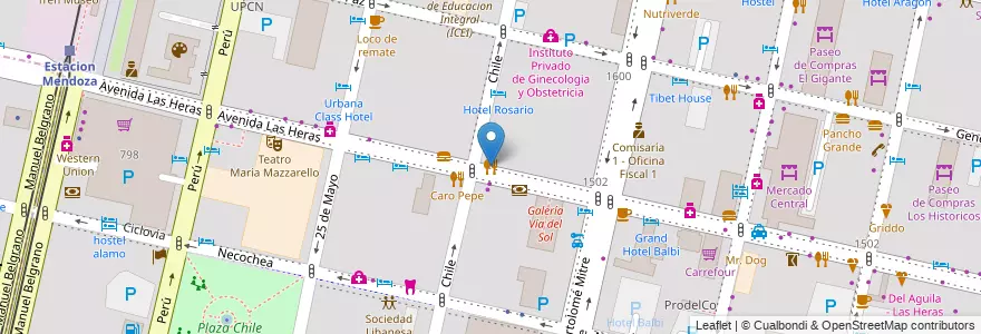 Mapa de ubicacion de Bonne Cuisine en Arjantin, Şili, Mendoza, Departamento Capital, Ciudad De Mendoza.