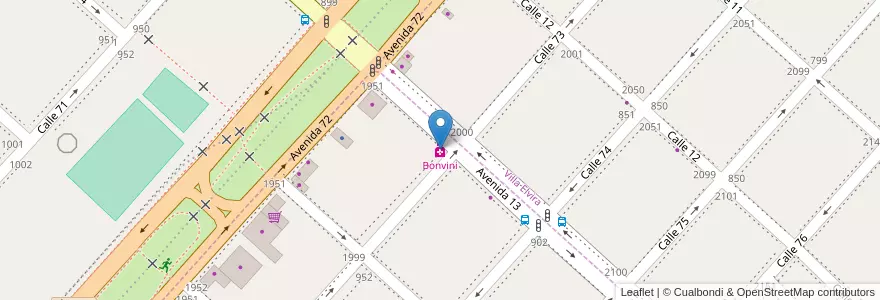 Mapa de ubicacion de Bonvini, Altos de San Lorenzo en Argentinië, Buenos Aires, Partido De La Plata.