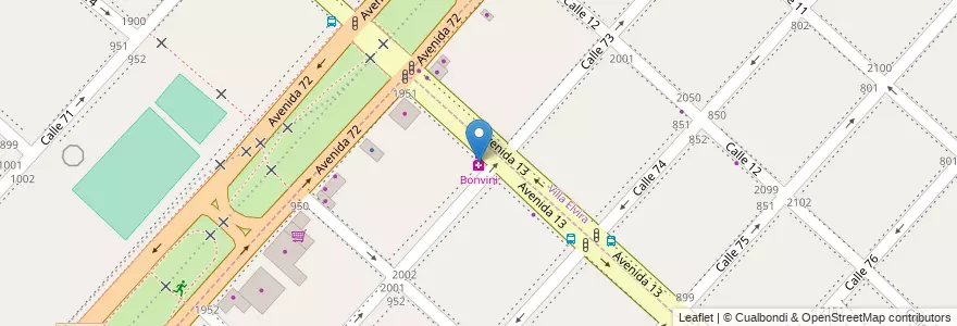 Mapa de ubicacion de Bonvini, Altos de San Lorenzo en Arjantin, Buenos Aires, Partido De La Plata.