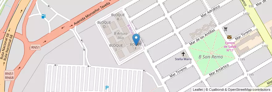 Mapa de ubicacion de BOQUE F en 阿根廷, Salta, Capital, Municipio De Salta, Salta.