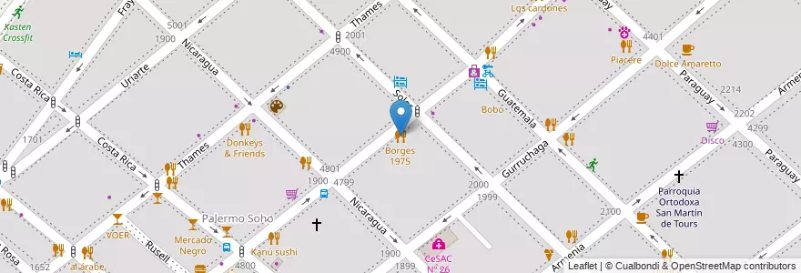 Mapa de ubicacion de Borges 1975, Palermo en الأرجنتين, Ciudad Autónoma De Buenos Aires, Buenos Aires, Comuna 14.
