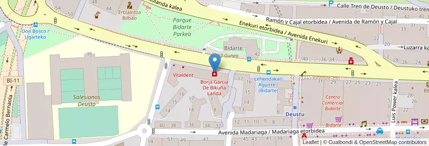 Mapa de ubicacion de Borja Garcia De Bikuña Landa en 西班牙, 巴斯克, 比斯开, Bilboaldea, 毕尔巴鄂.