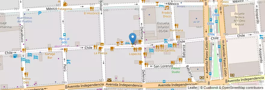 Mapa de ubicacion de Borne Bar de Copas, San Telmo en آرژانتین, Ciudad Autónoma De Buenos Aires, Comuna 1, Buenos Aires.
