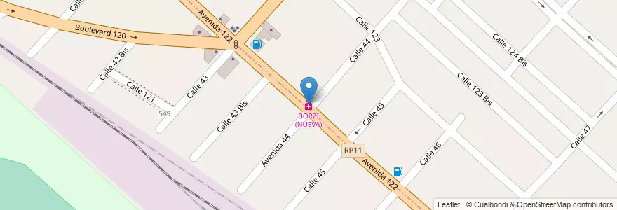 Mapa de ubicacion de BORZI (NUEVA) en Arjantin, Buenos Aires, Partido De Ensenada.