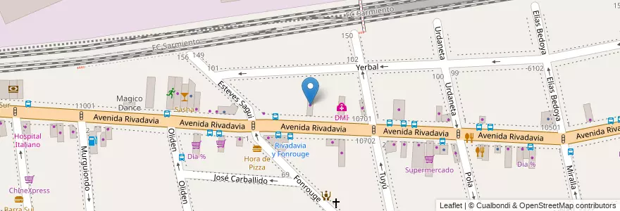 Mapa de ubicacion de Bosch Car Service, Liniers en Argentina, Autonomous City Of Buenos Aires, Comuna 9, Autonomous City Of Buenos Aires, Comuna 10.