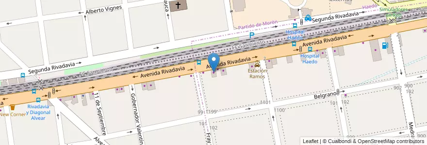 Mapa de ubicacion de Bosch Car Service en アルゼンチン, ブエノスアイレス州, Partido De La Matanza, Ramos Mejía, Haedo.