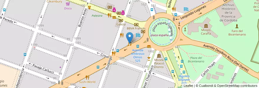 Mapa de ubicacion de Bosco Club en Argentinien, Provinz Córdoba, Departamento Capital, Pedanía Capital, Córdoba, Municipio De Córdoba.