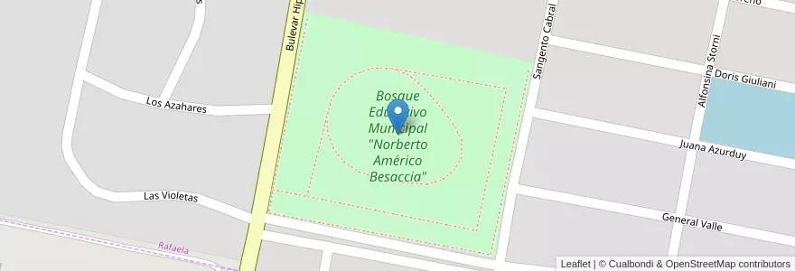 Mapa de ubicacion de Bosque Educativo Municipal "Norberto Américo Besaccia" en Argentinien, Santa Fe, Departamento Castellanos, Municipio De Rafaela.