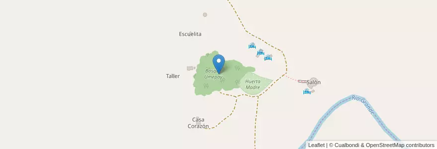 Mapa de ubicacion de Bosque Umepay en Argentina, Córdova, Departamento Calamuchita, Pedanía Cañada De Álvarez, Comuna De Lutti.