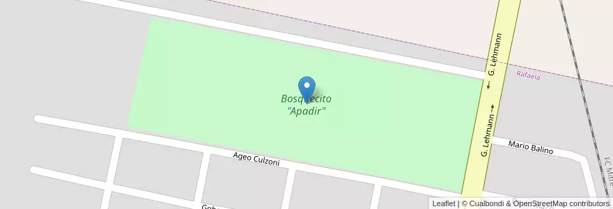Mapa de ubicacion de Bosquecito "Apadir" en الأرجنتين, سانتا في, Departamento Castellanos, Municipio De Rafaela.
