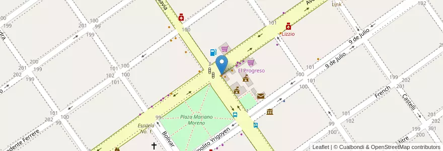 Mapa de ubicacion de Boston Resto Café en Argentina, Buenos Aires, Partido De San Vicente.