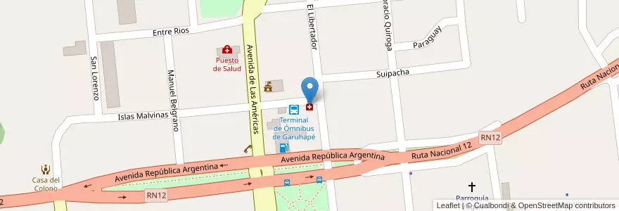 Mapa de ubicacion de Botiquin Farmacia San Cayetano en الأرجنتين, Misiones, Departamento Libertador General San Martín, Municipio De Garuhapé.