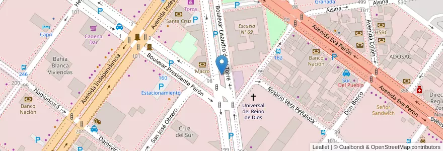 Mapa de ubicacion de Boulevar España en Arjantin, Santa Cruz, Şili, Mercado De La Ciudad, Deseado, Caleta Olivia.