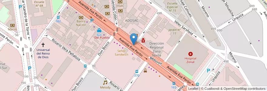Mapa de ubicacion de Boulevar Memoria y Dignidad Docente en Arjantin, Santa Cruz, Şili, Mercado De La Ciudad, Deseado, Caleta Olivia.