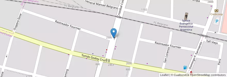 Mapa de ubicacion de Boulevard Margarita Rosa Dolz en Arjantin, Şili, Mendoza, Departamento Guaymallén, Distrito Nueva Ciudad.