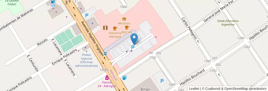 Mapa de ubicacion de Boulevard Shopping en الأرجنتين, بوينس آيرس, Partido De Almirante Brown, Adrogué.
