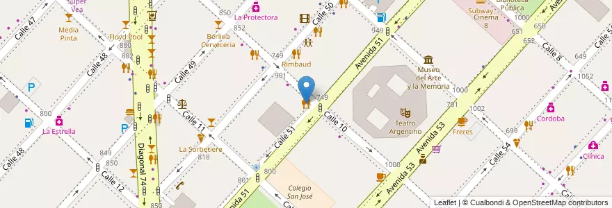 Mapa de ubicacion de Boutique de pizzas, Casco Urbano en Argentina, Buenos Aires, Partido De La Plata, La Plata.