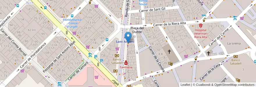 Mapa de ubicacion de Bouzu en España, Catalunya, Barcelona, Barcelonès, Barcelona.