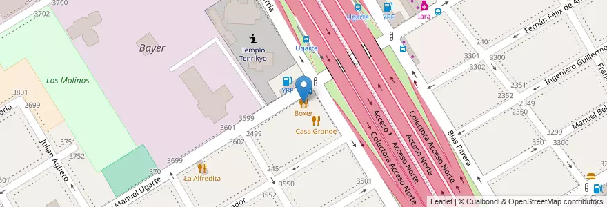 Mapa de ubicacion de Boxer en Arjantin, Buenos Aires, Partido De Vicente López, Vicente López.