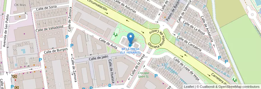 Mapa de ubicacion de BP LA PRESA (S.F. HENARES) en İspanya, Comunidad De Madrid, Comunidad De Madrid, Área Metropolitana De Madrid Y Corredor Del Henares, San Fernando De Henares.