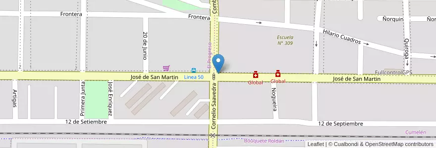 Mapa de ubicacion de BPN en Arjantin, Şili, Neuquén, Departamento Confluencia, Municipio De Neuquén, Neuquén.
