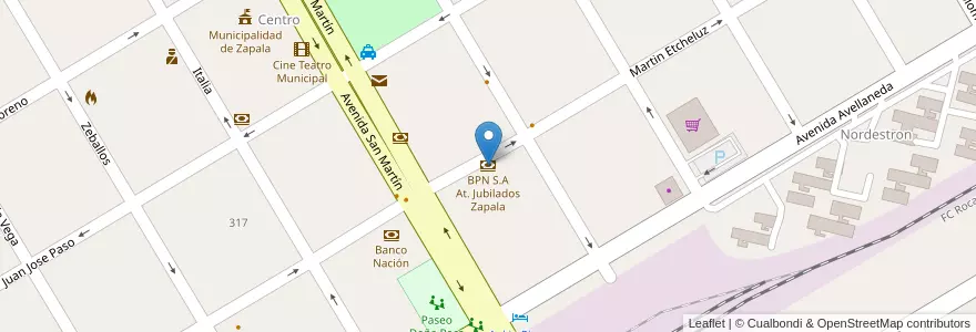 Mapa de ubicacion de BPN S.A At. Jubilados Zapala en Аргентина, Чили, Неукен, Departamento Zapala, Zapala, Zapala.