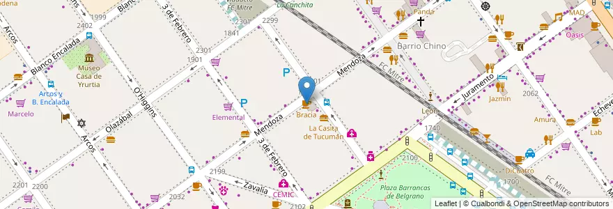 Mapa de ubicacion de Bracia, Belgrano en アルゼンチン, Ciudad Autónoma De Buenos Aires, ブエノスアイレス, Comuna 13.