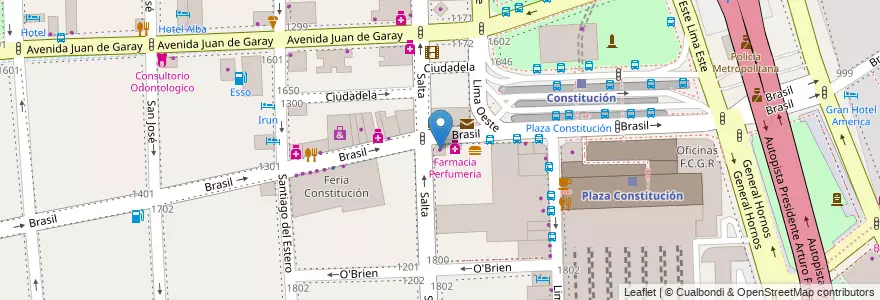 Mapa de ubicacion de Braessas, Constitucion en アルゼンチン, Ciudad Autónoma De Buenos Aires, Comuna 4, Comuna 1, ブエノスアイレス.