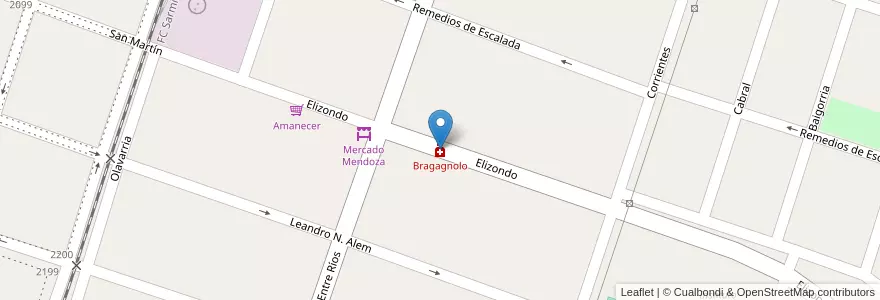 Mapa de ubicacion de Bragagnolo en アルゼンチン, ブエノスアイレス州, Partido De Bragado, Bragado.