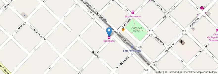 Mapa de ubicacion de Brandsen en Argentina, Buenos Aires, Partido De San Fernando, San Fernando.