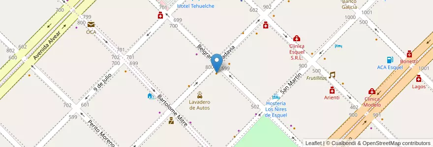 Mapa de ubicacion de Braseria Mario en Arjantin, Şili, Chubut, Departamento Futaleufú, Esquel.