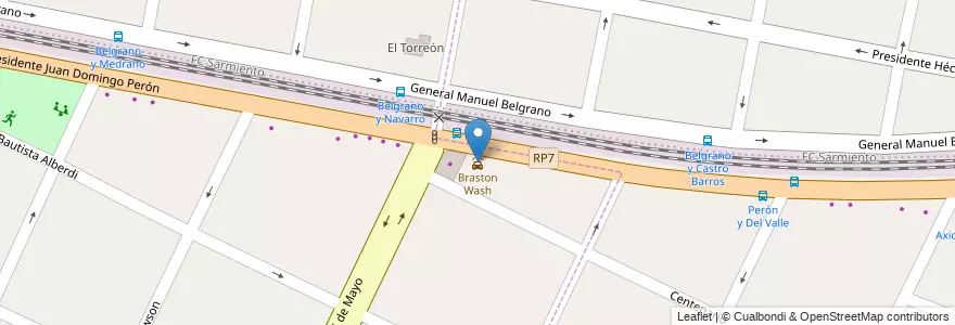 Mapa de ubicacion de Braston Wash en Arjantin, Buenos Aires, Partido De Merlo, Merlo.