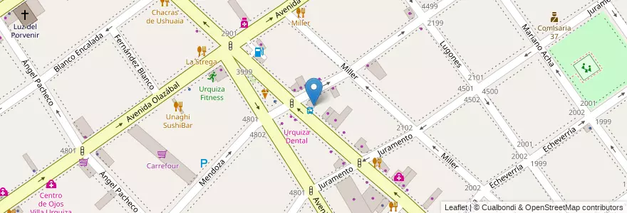 Mapa de ubicacion de Bratto, Villa Urquiza en Arjantin, Ciudad Autónoma De Buenos Aires, Comuna 12, Buenos Aires.