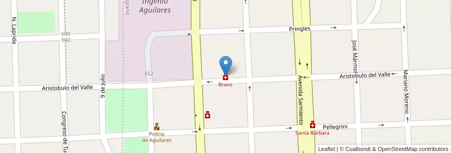 Mapa de ubicacion de Bravo en 아르헨티나, Tucumán, Departamento Río Chico, Aguilares, Municipio De Aguilares.