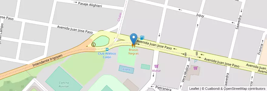 Mapa de ubicacion de Brazas Negras en الأرجنتين, سانتا في, إدارة العاصمة, سانتا في العاصمة, سانتا في.