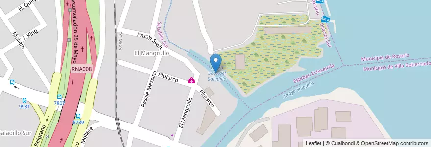 Mapa de ubicacion de Brazo Seco del Saladillo en Arjantin, Santa Fe, Departamento Rosario, Municipio De Rosario, Rosario.