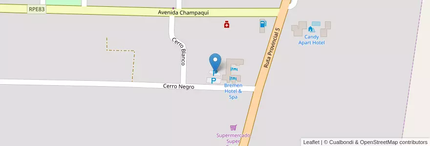 Mapa de ubicacion de Bremen Hotel & Spa en 아르헨티나, Córdoba, Departamento Calamuchita, Pedanía Los Reartes, Municipio De Villa General Belgrano, Villa General Belgrano.