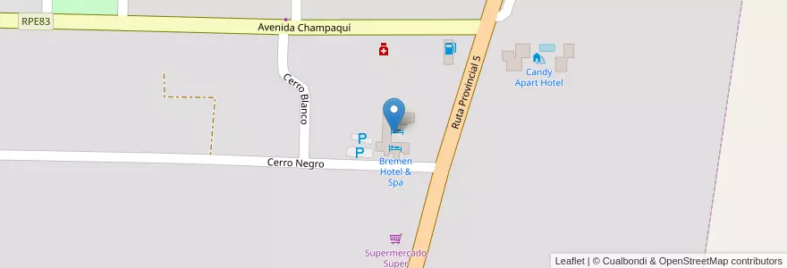 Mapa de ubicacion de Bremen Hotel & Spa en Аргентина, Кордова, Departamento Calamuchita, Pedanía Los Reartes, Municipio De Villa General Belgrano, Villa General Belgrano.