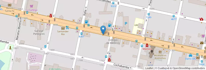 Mapa de ubicacion de Brew House en آرژانتین, سانتافه, Departamento Rosario, Municipio De Rosario, تسبیح.