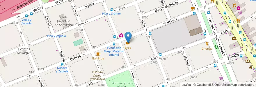 Mapa de ubicacion de Broa, Saavedra en آرژانتین, Ciudad Autónoma De Buenos Aires, Comuna 12, Buenos Aires, Vicente López.